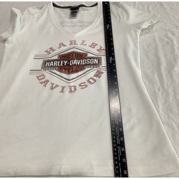 Harley Davidson T-Shirt Women's Size L Color White Motorcycle V-Neck Sequined - Picture 7 of 7
